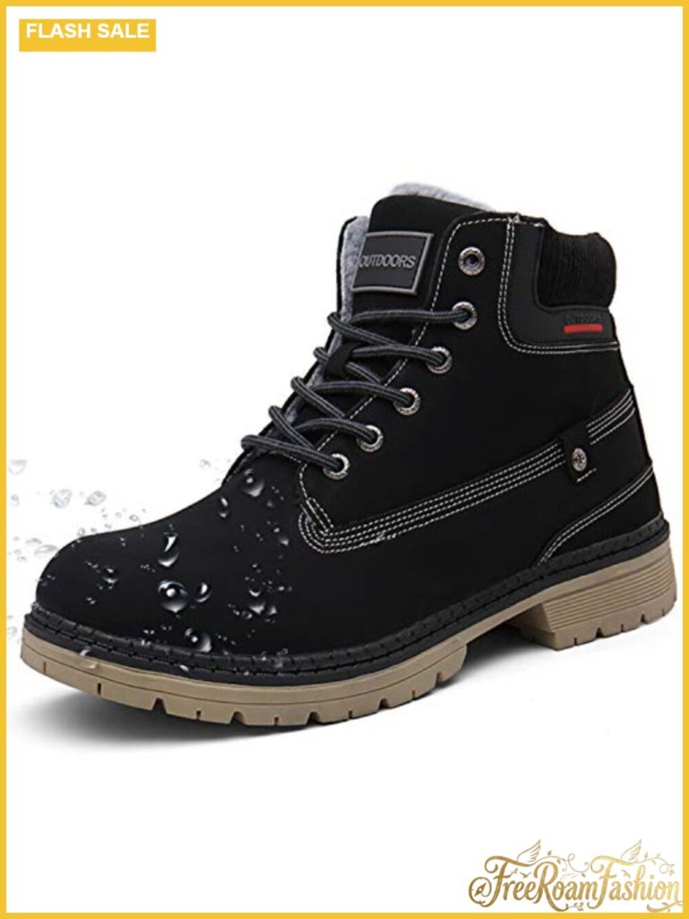 Winter Snow Boots PU Synthetic Leather Lace-Up Ankle Booties